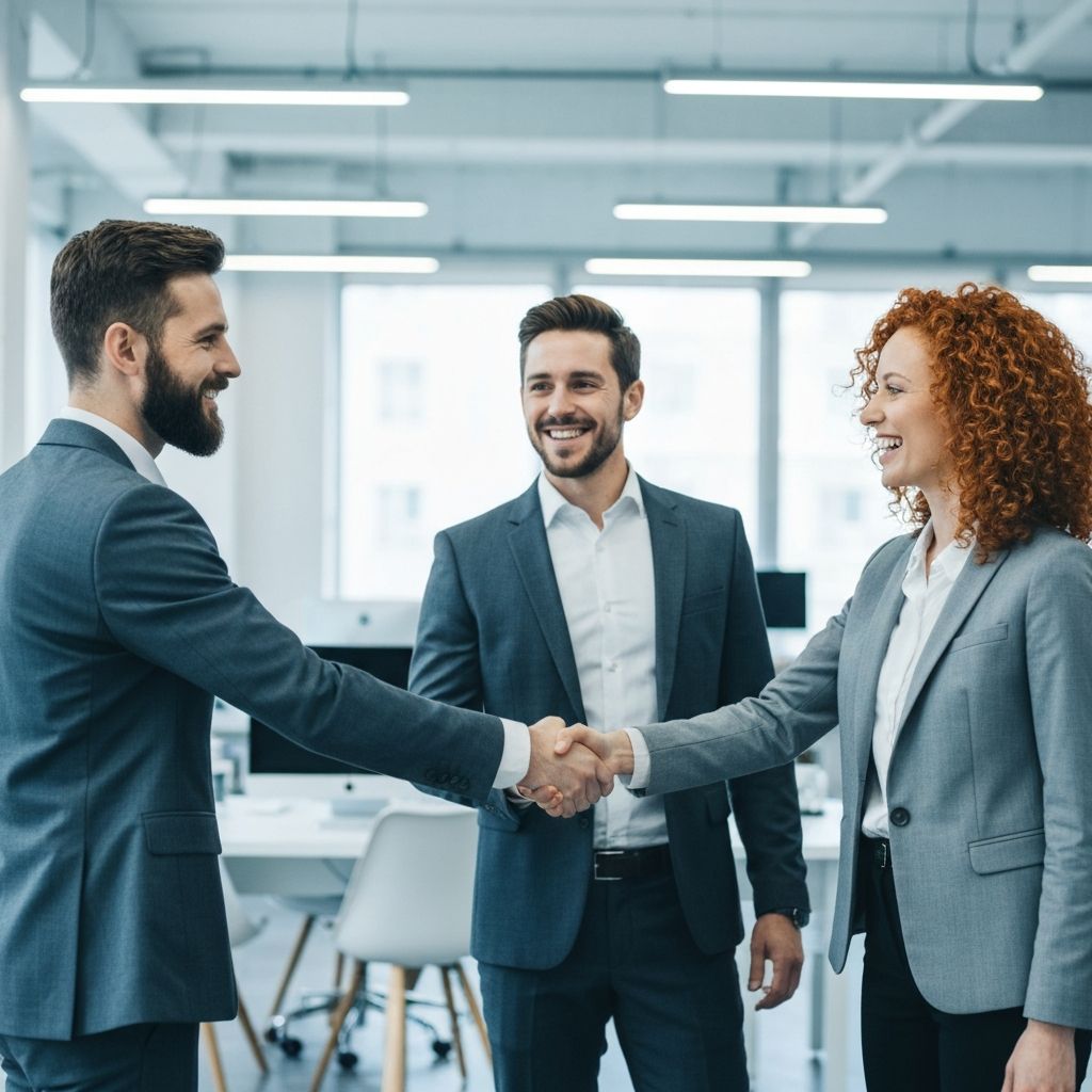 Happy business customers